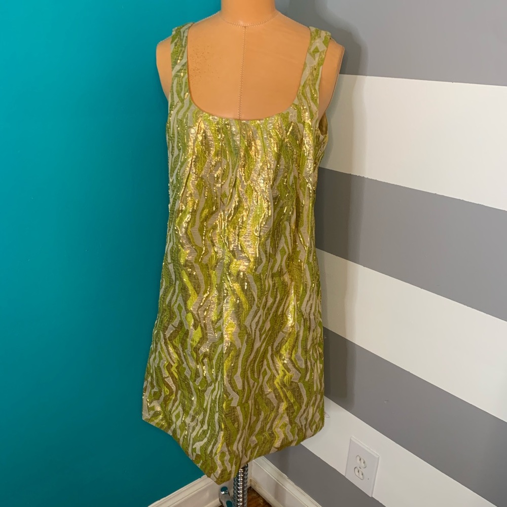 J Crew Collection gold metallic shift dress 4
